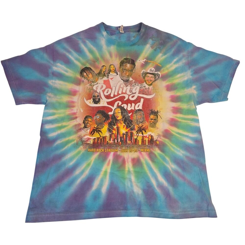 Rolling Loud Miami 2021 Tie Dye Concert Tour Festival Shirt XL Post‎ Malone